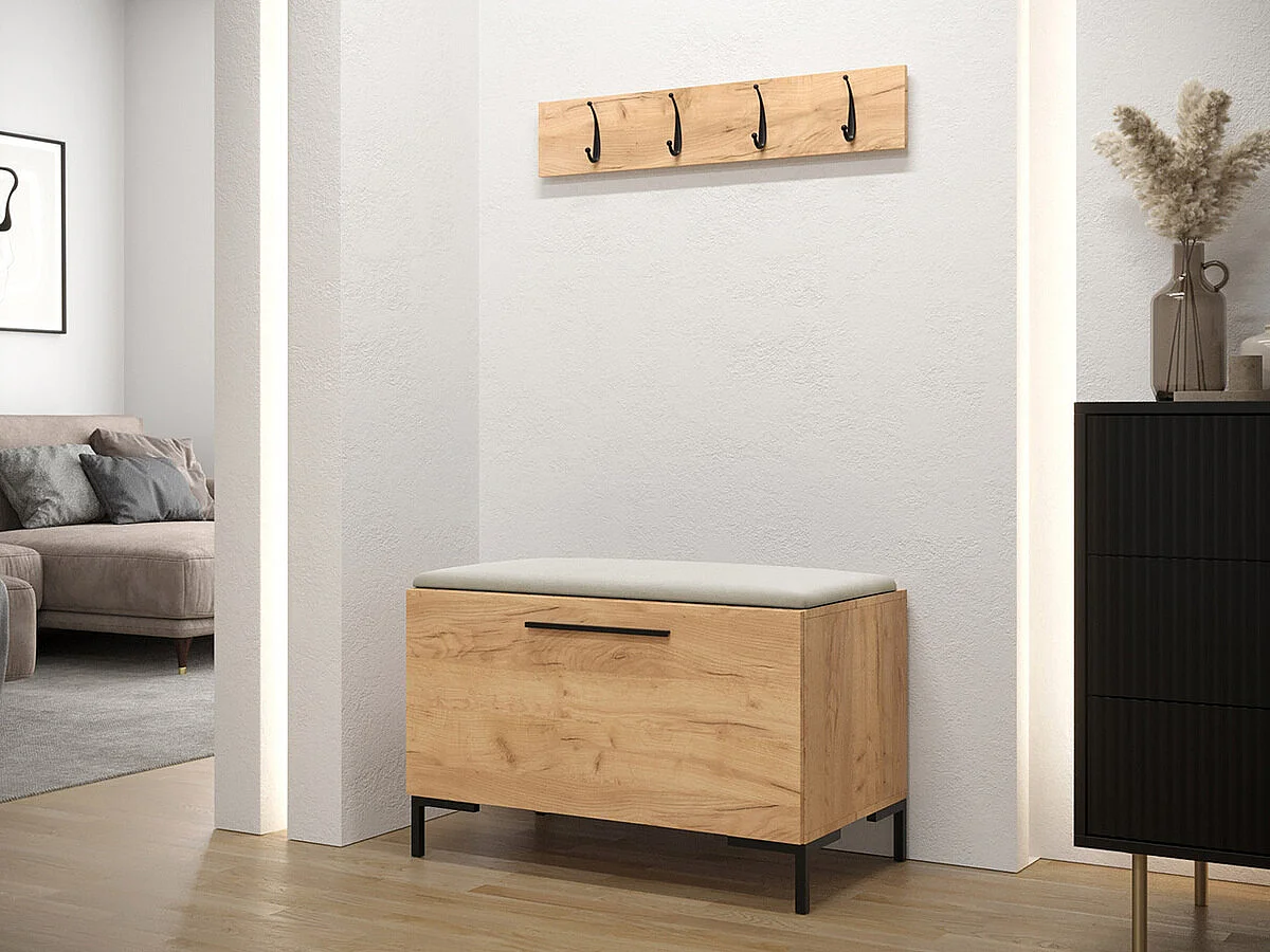 Meuble d'entrée Tivsoa 108, Craft chêne, Tissu|Stratifié, À poser|Murale