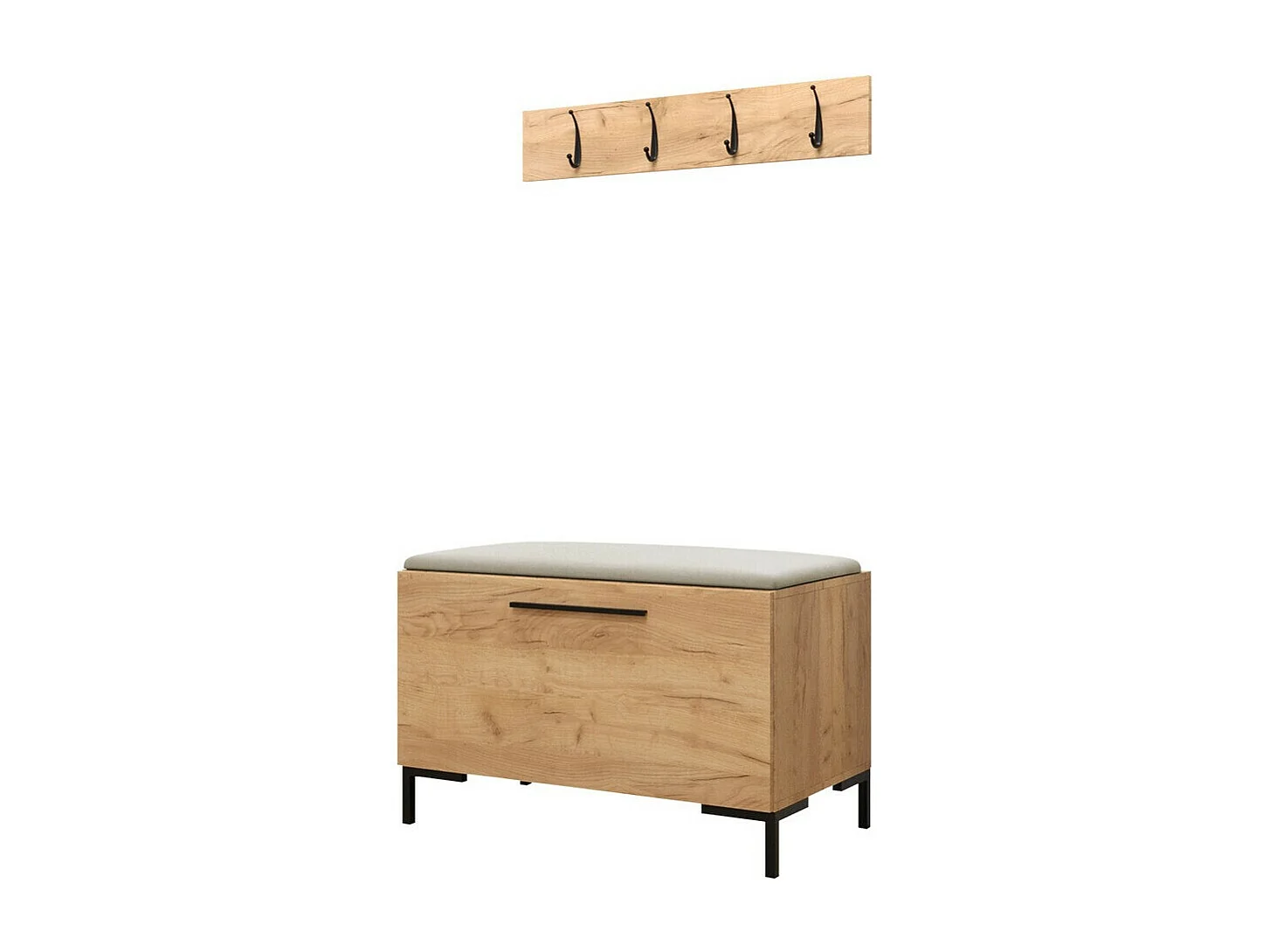 Meuble d'entrée Tivsoa 108, Craft chêne, Tissu|Stratifié, À poser|Murale