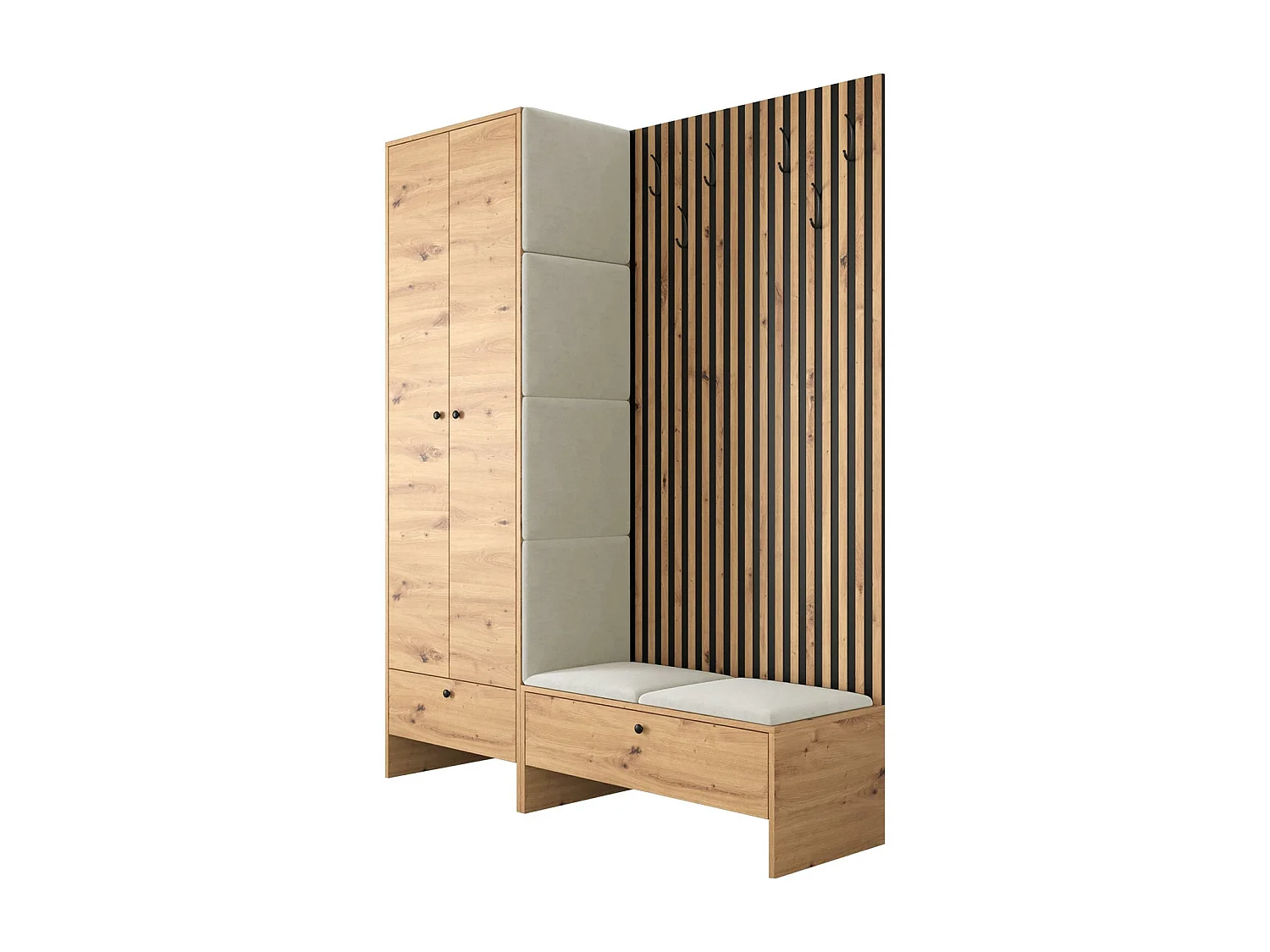 Conjunto pasillo Hartford 320, 206x145x44cm, Roble Artisan|De color marrón claro