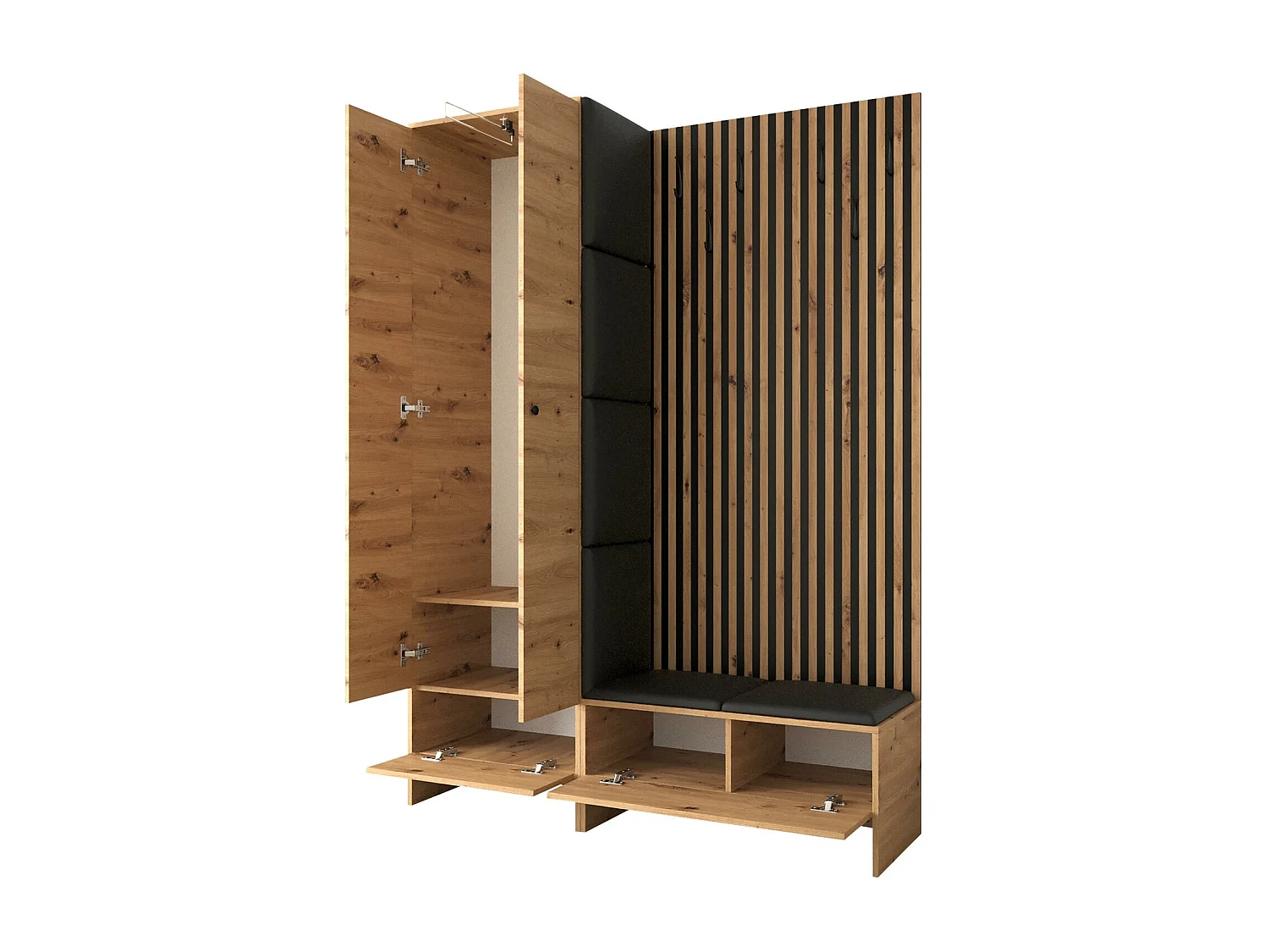 Conjunto pasillo Hartford 320, 206x145x44cm, Roble Artisan|De color marrón claro