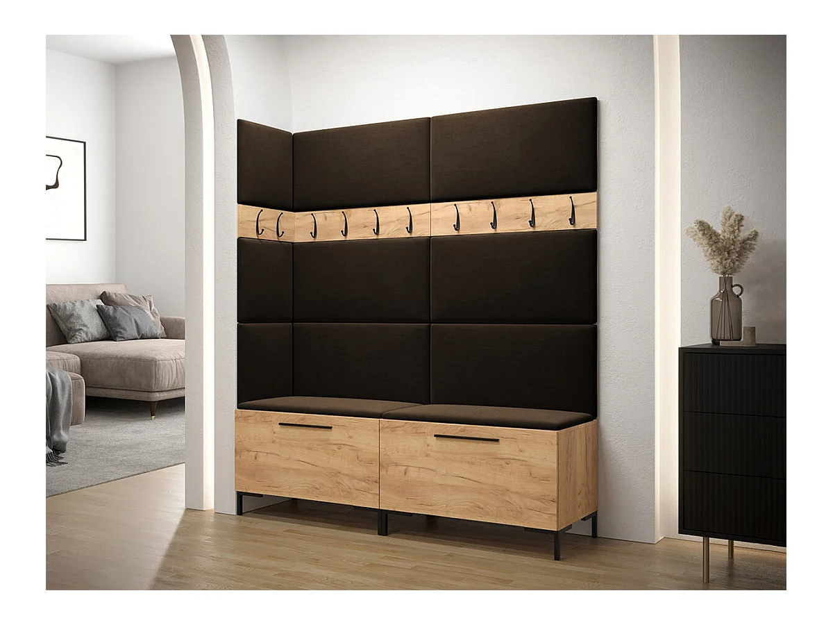 Conjunto pasillo Hartford F104, 196x168x46cm, Craft roble|Marrón oscuro