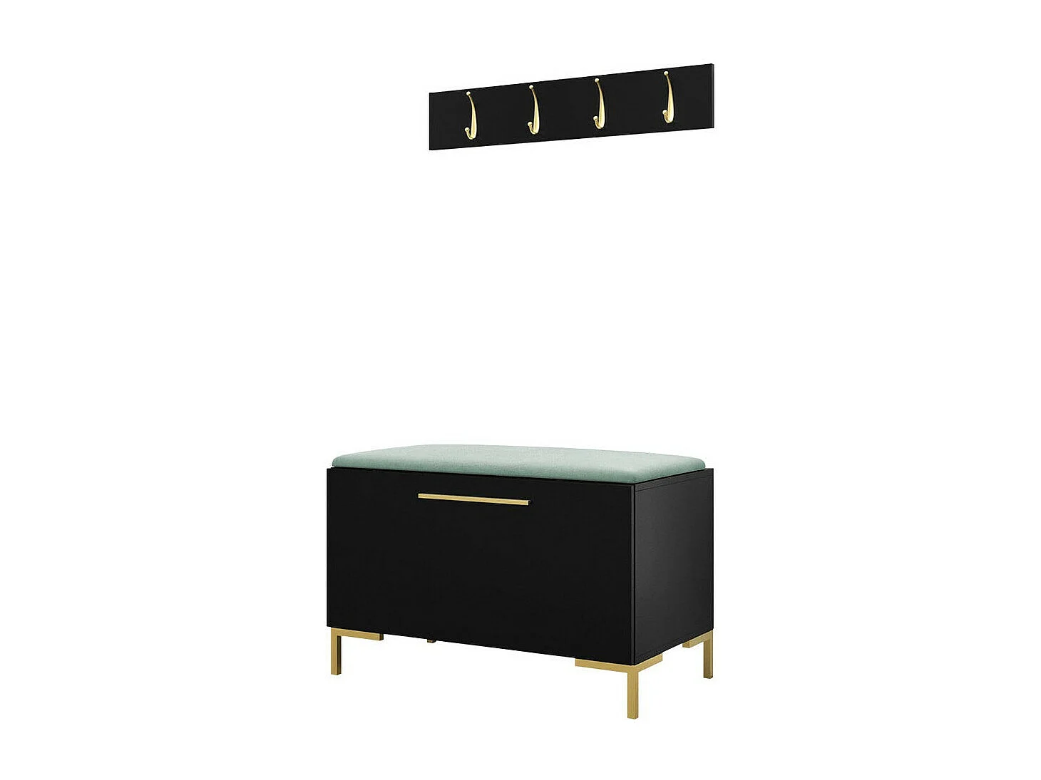 Meuble d'entrée Tivsoa 108, Noir, Tissu|Stratifié, Murale|À poser