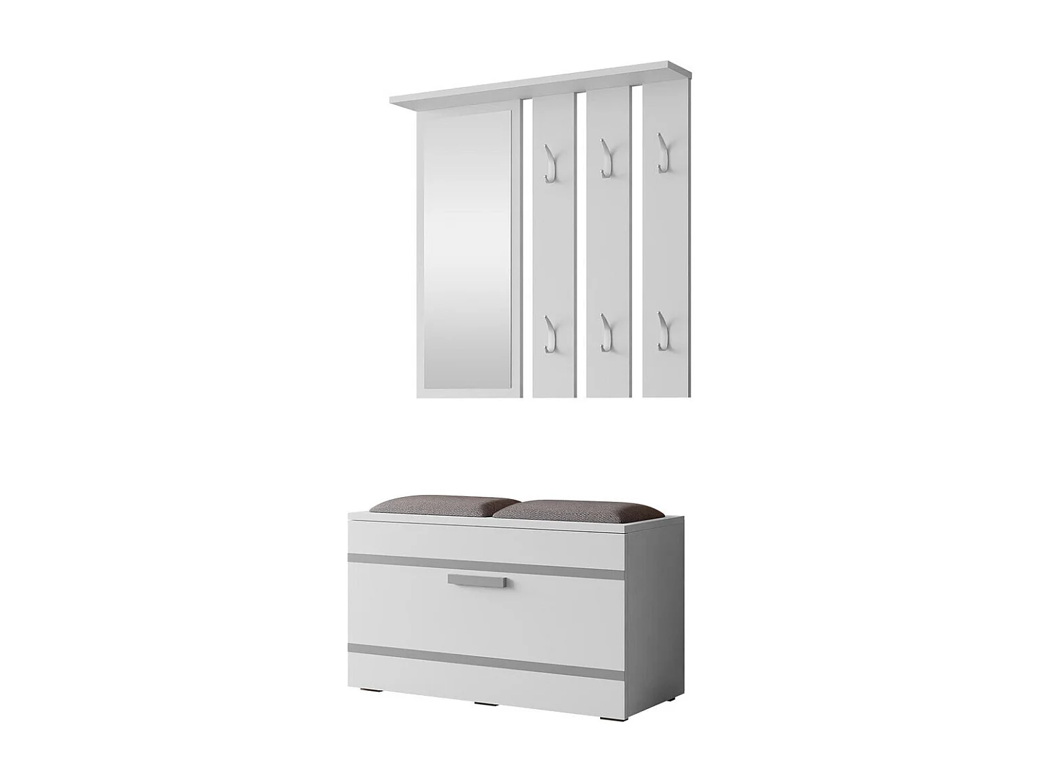 Conjunto pasillo Mandeville 103, 85x36cm, Espejo, Blanco, Aglomerado laminado