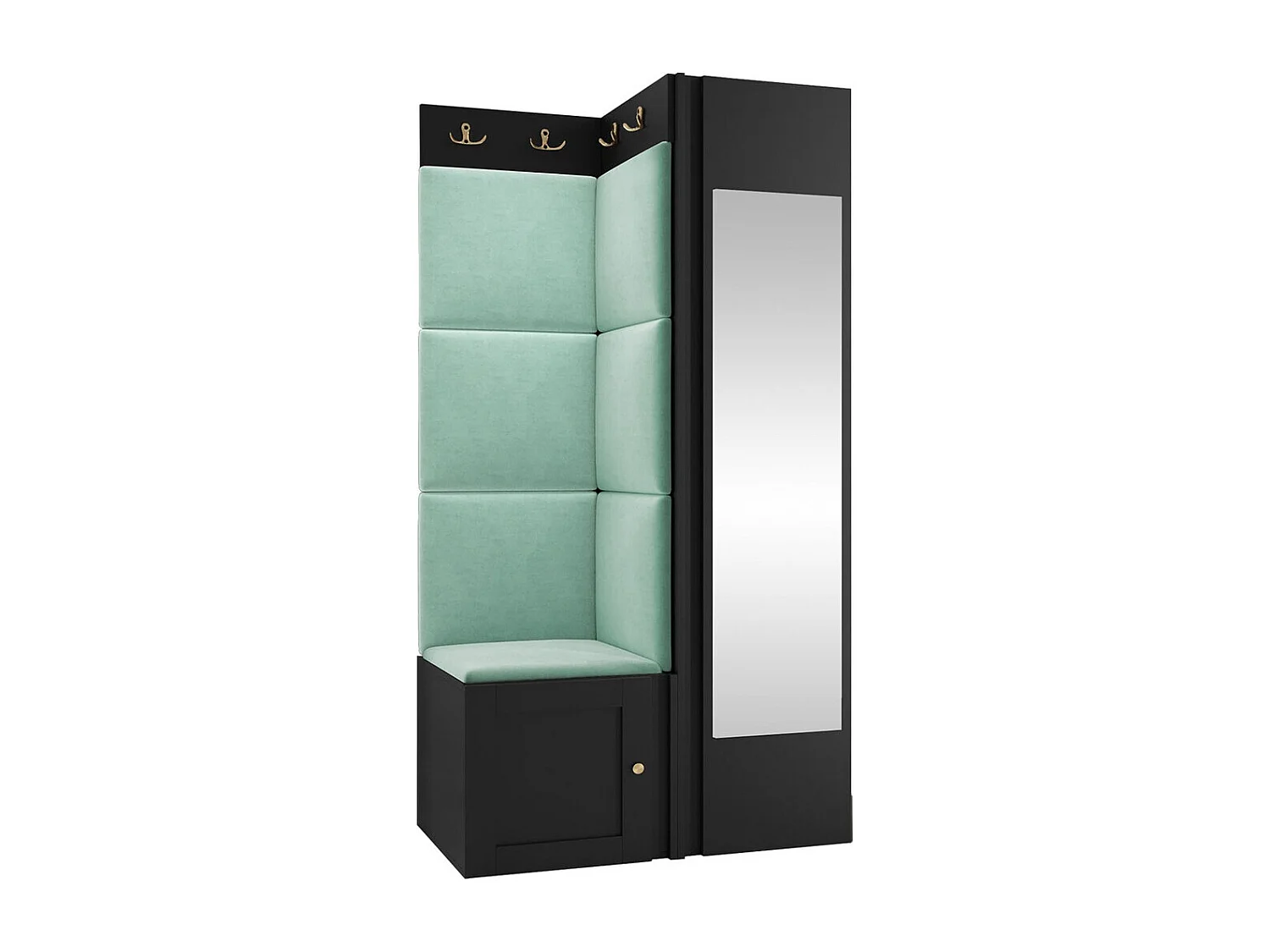 Meuble d'entrée Hartford 382, 186x82x46cm, Disponible, Noir|Turquoise, À poser|Murale