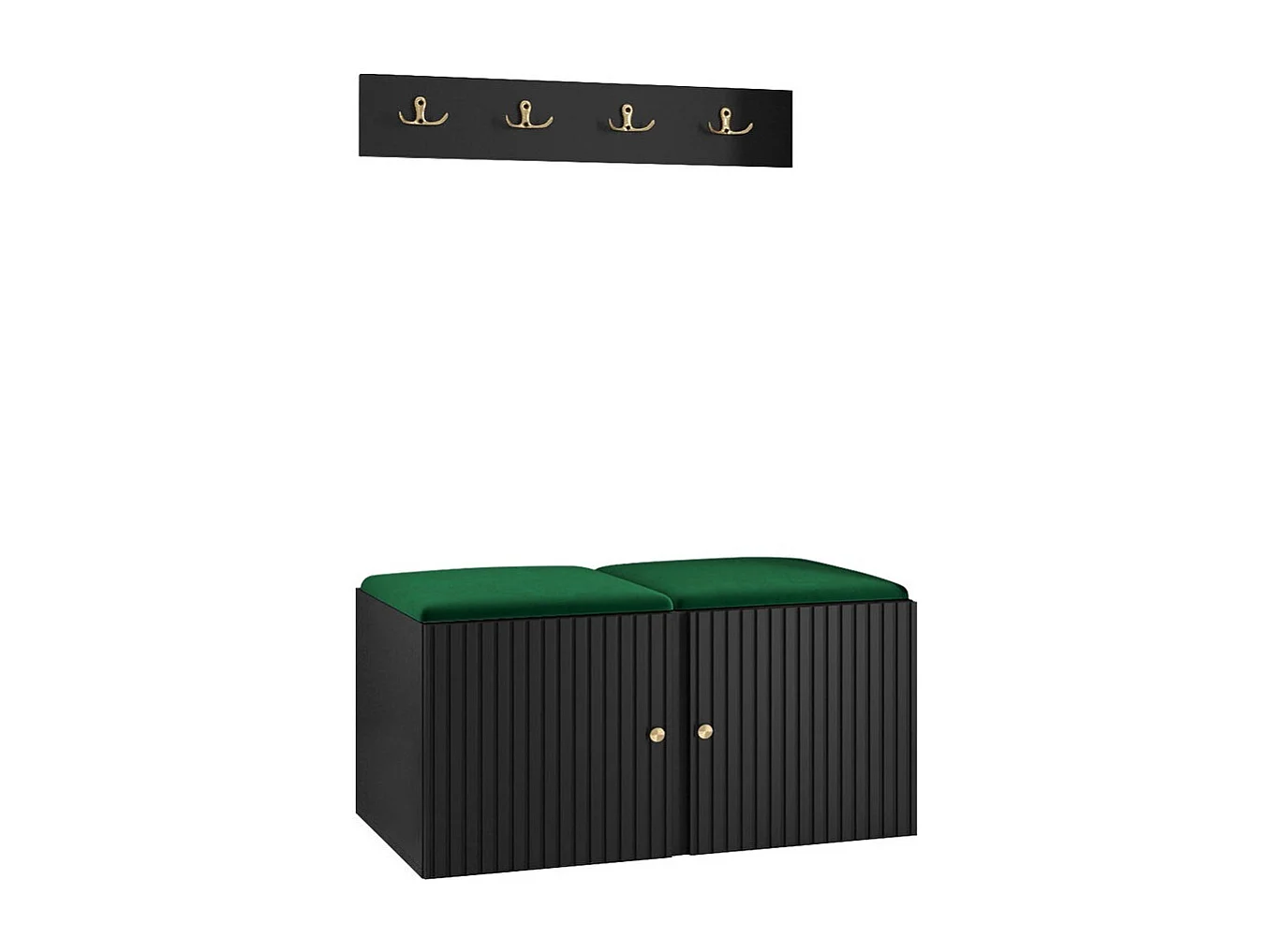 Conjunto pasillo Hartford 384, 84x44cm, Verde|Negro, Tapiz|MDF|Aglomerado laminado