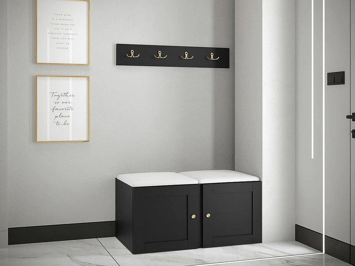 Conjunto pasillo Hartford 376, 84x44cm, Blanco|Negro, Montada en la pared|Colocada