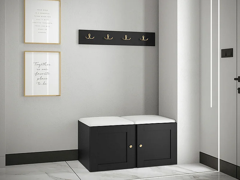 Conjunto pasillo Hartford 376, 84x44cm, Blanco|Negro, Montada en la pared|Colocada