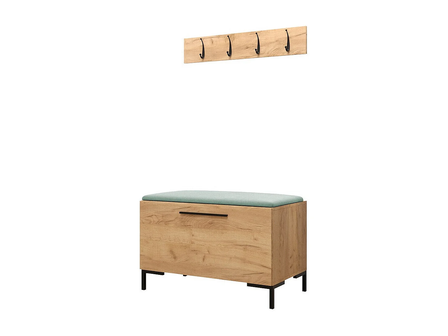 Meuble d'entrée Tivsoa 108, Craft chêne, Tissu|Stratifié, Murale|À poser