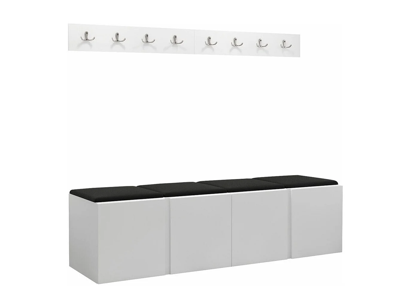 Conjunto pasillo Hartford 276, 168x46cm, Blanco, Cuero ecológico|Aglomerado laminado