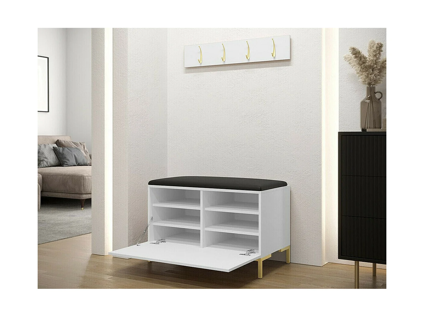 Conjunto pasillo Hartford F108, 84x44cm, Craft roble, Aglomerado laminado|Cuero ecológico