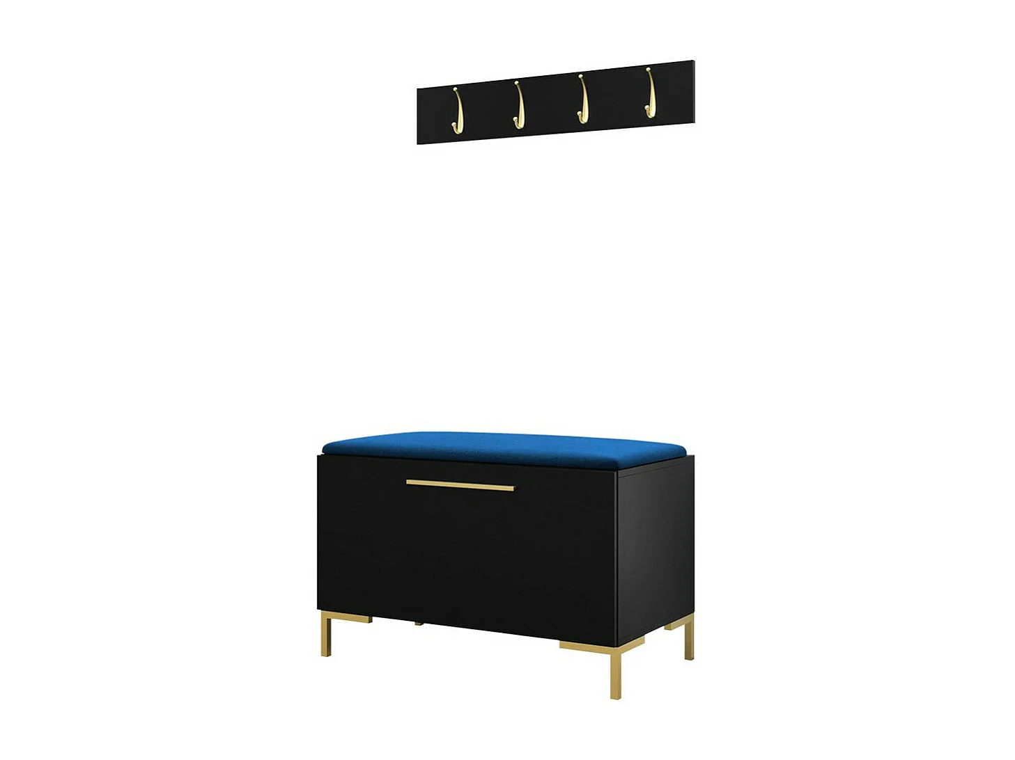 Meuble d'entrée Tivsoa 108, Noir, Tissu|Stratifié, Murale|À poser