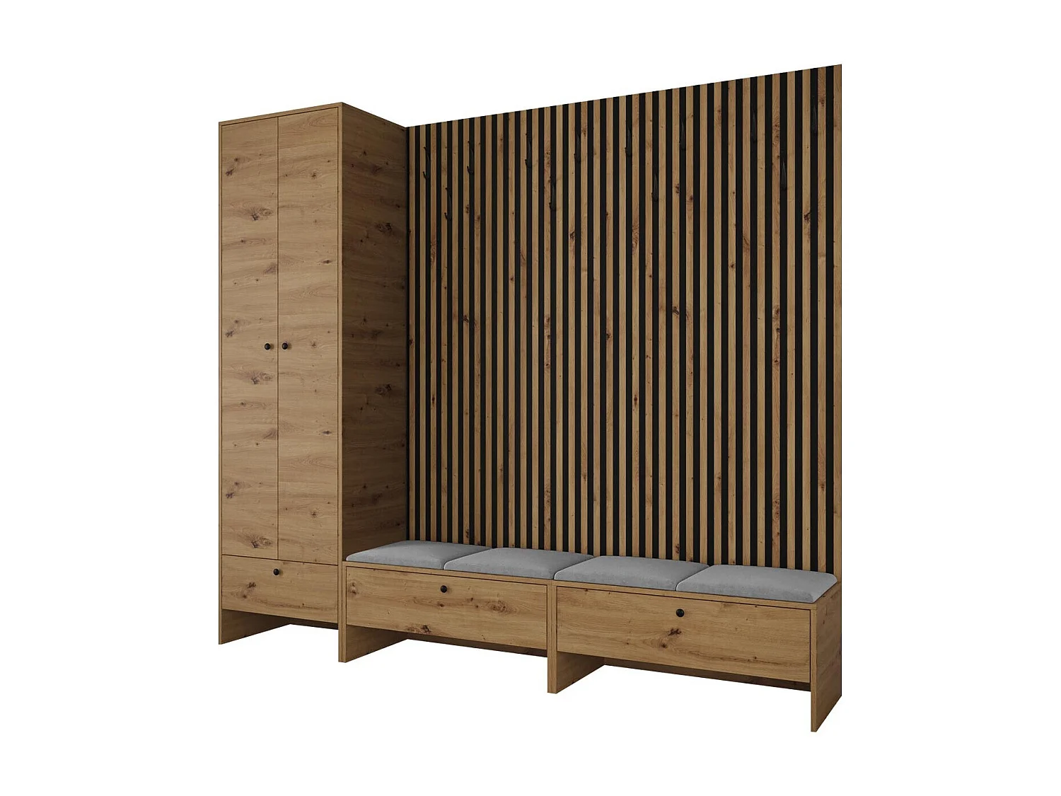 Conjunto pasillo Hartford 484, 206x230x44cm, Aglomerado laminado|Tapiz, Colocada