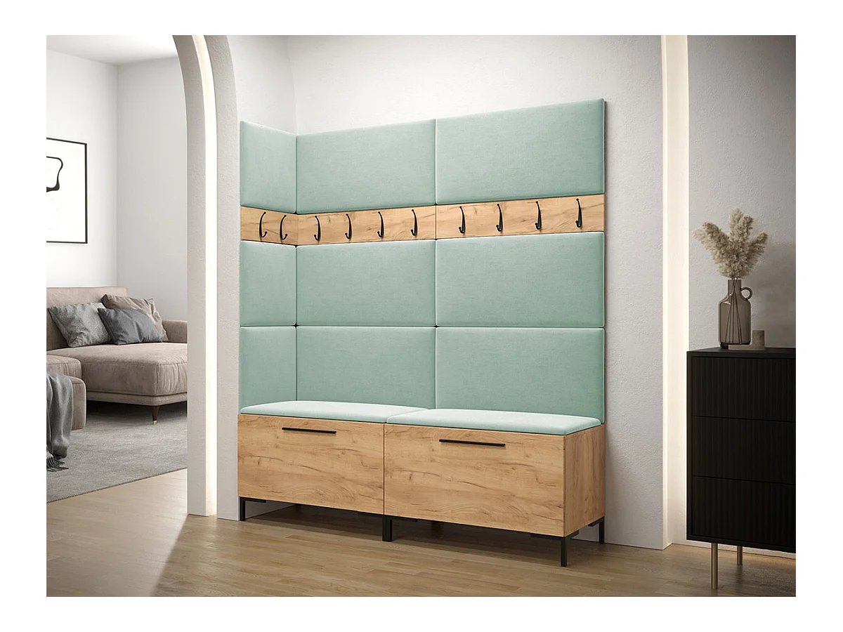 Meuble d'entrée Tivsoa 104, 196x168x46cm, Craft chêne, Tapisserie|Stratifié