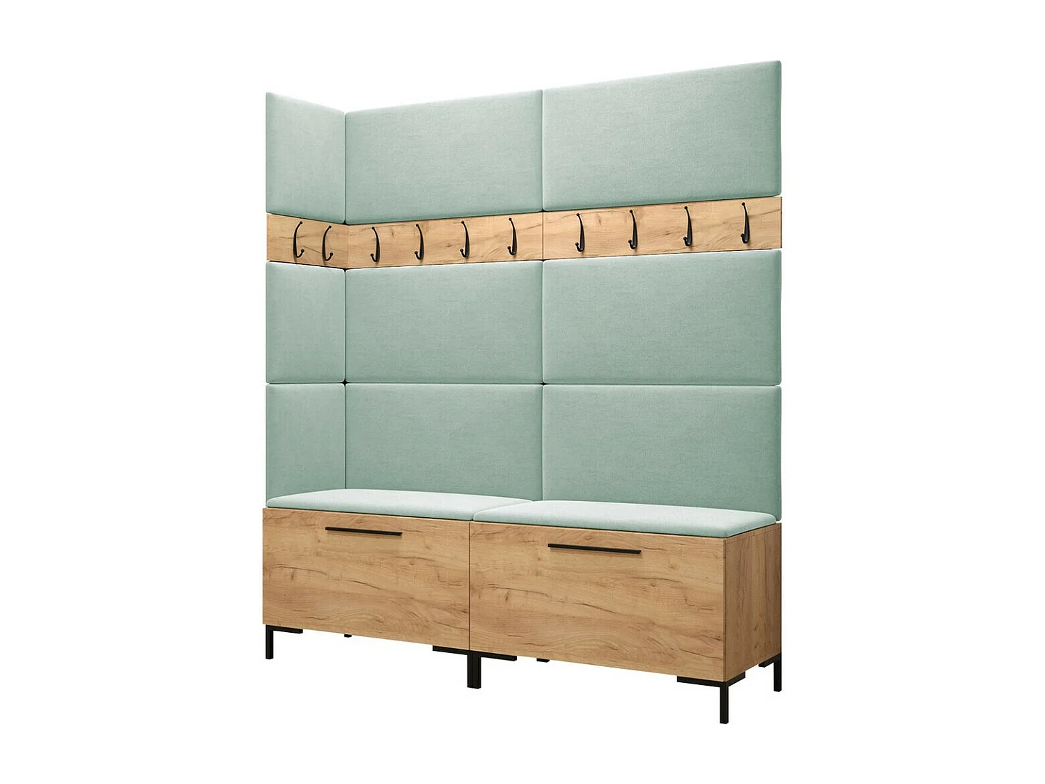 Conjunto pasillo Hartford F104, 196x168x46cm, Craft roble, Tapiz|Aglomerado laminado