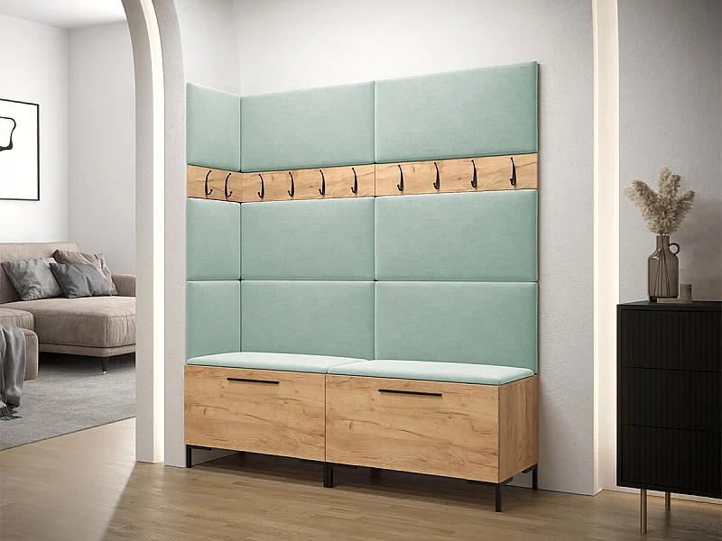 Conjunto pasillo Hartford F104, 196x168x46cm, Craft roble, Tapiz|Aglomerado laminado