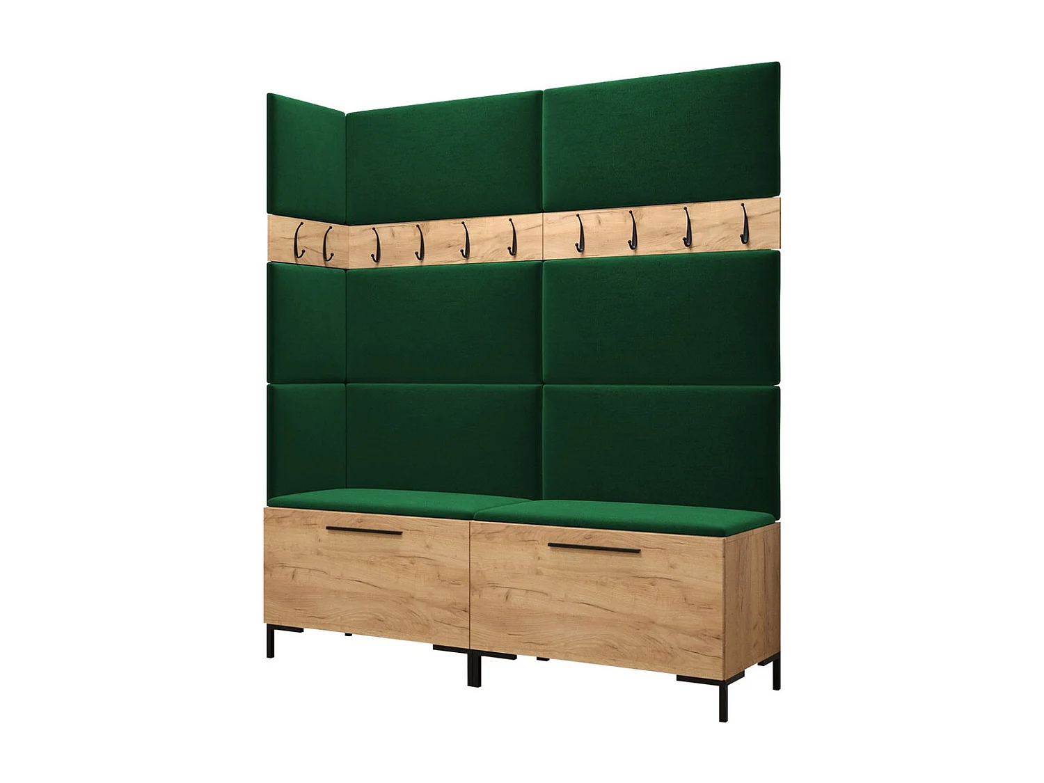 Conjunto pasillo Hartford F104, 196x168x46cm, Craft roble, Tapiz|Aglomerado laminado