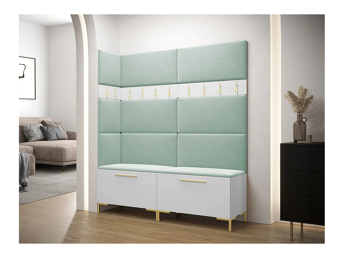 Meuble d'entrée Tivsoa 104, 196x168x46cm, Blanc, Tapisserie|Stratifié