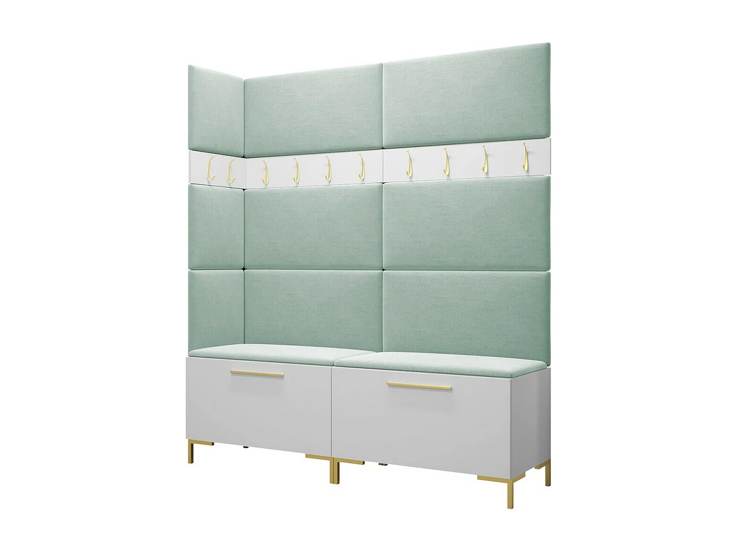 Conjunto pasillo Hartford F104, 196x168x46cm, Blanco, Tapiz|Aglomerado laminado