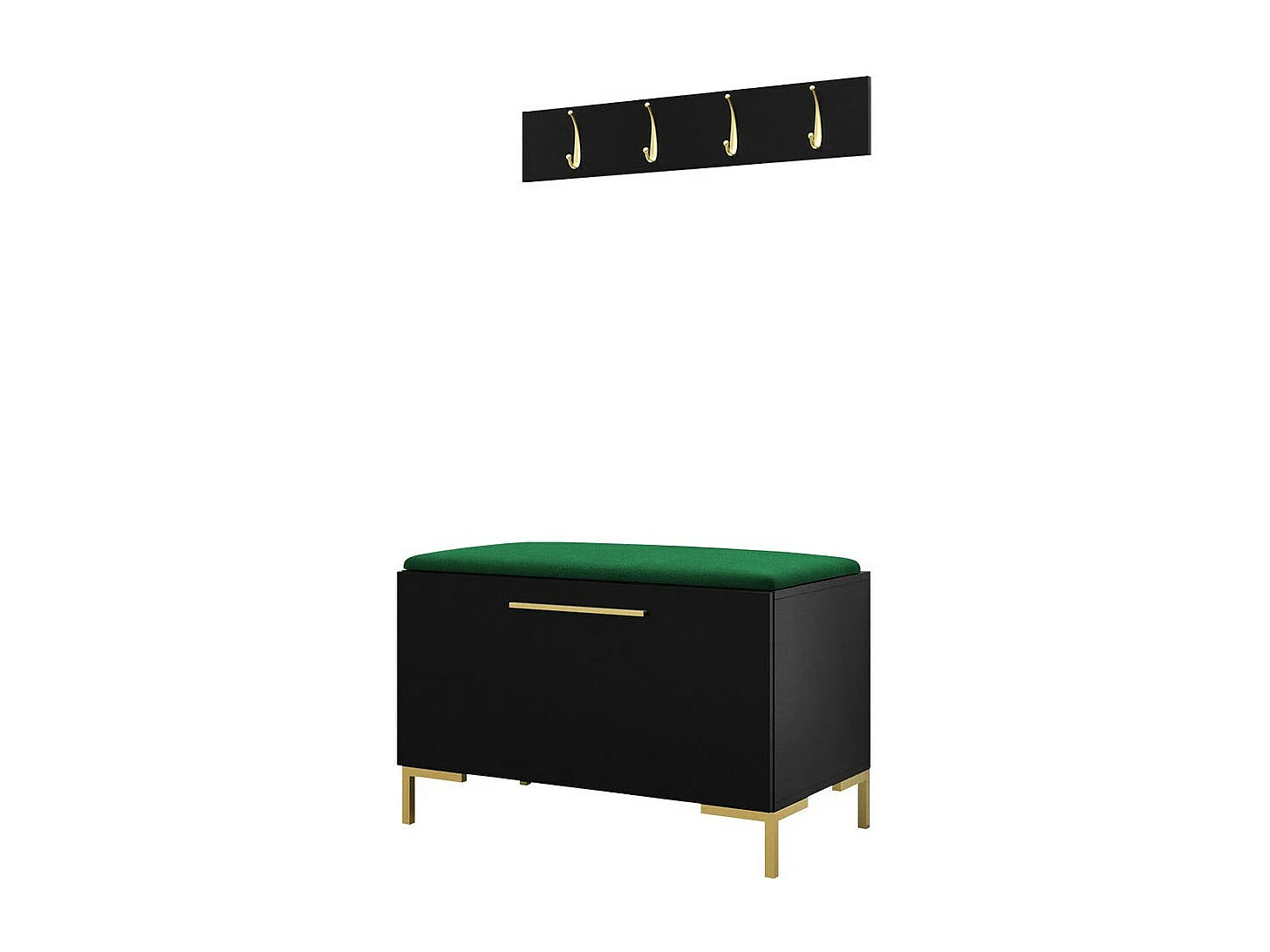 Meuble d'entrée Tivsoa 108, Noir, Tissu|Stratifié, Murale|À poser