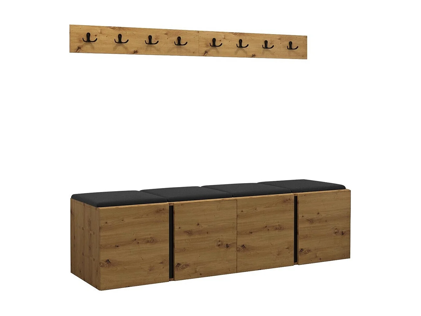 Conjunto pasillo Hartford 276, 168x46cm, Roble Artisan, Montada en la pared|Colocada