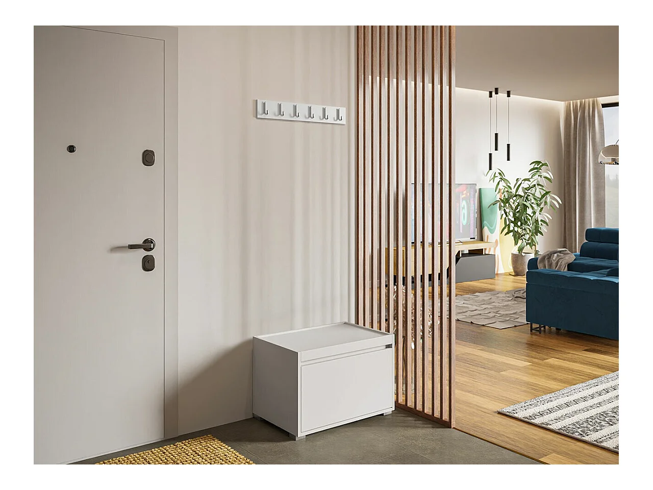 Meuble d'entrée Comfivo 387, Blanc, Stratifié, À suspendre|À poser