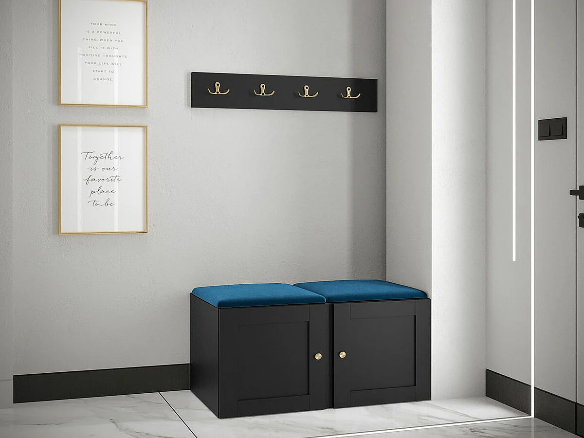 Conjunto pasillo Hartford 376, 84x44cm, Azul|Negro, Tapiz|MDF|Aglomerado laminado