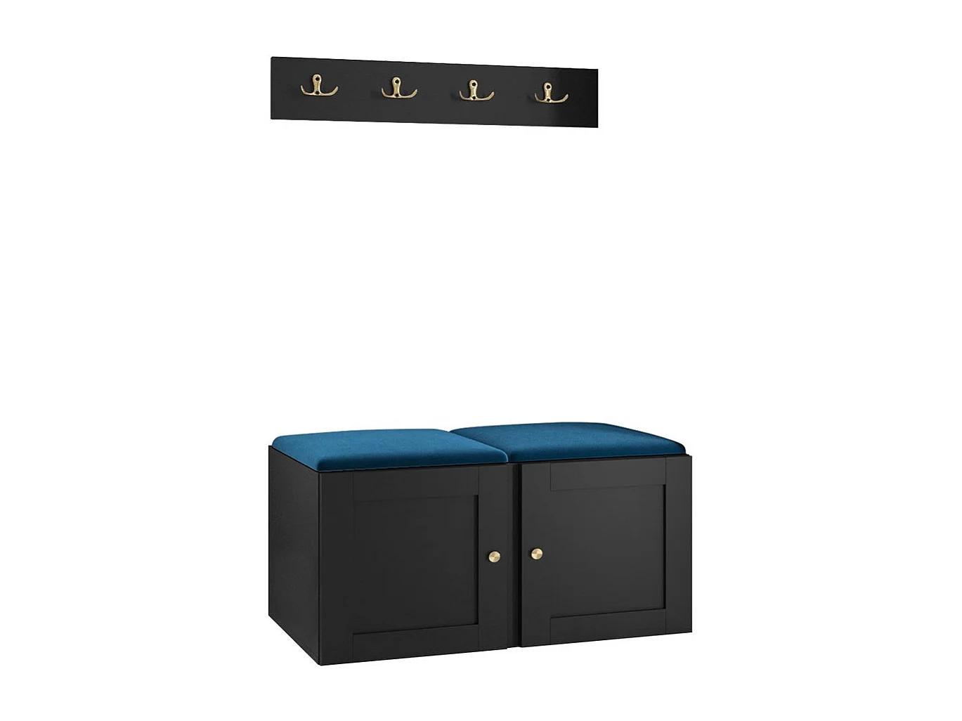 Conjunto pasillo Hartford 376, 84x44cm, Azul|Negro, Tapiz|MDF|Aglomerado laminado