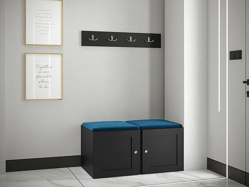 Conjunto pasillo Hartford 376, 84x44cm, Azul|Negro, Tapiz|MDF|Aglomerado laminado