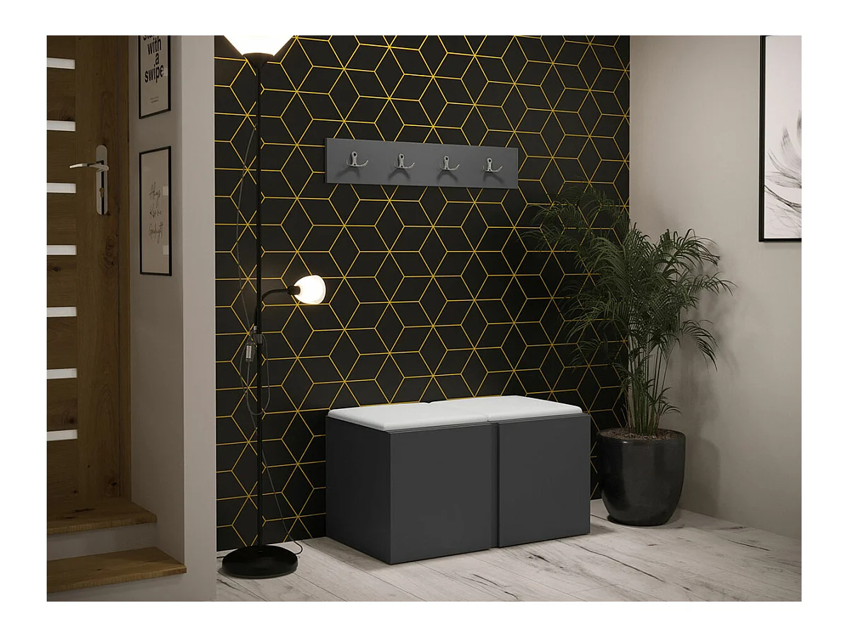 Meuble d'entrée Hartford 275, Graphite, Faux cuir|Stratifié, À poser|À suspendre