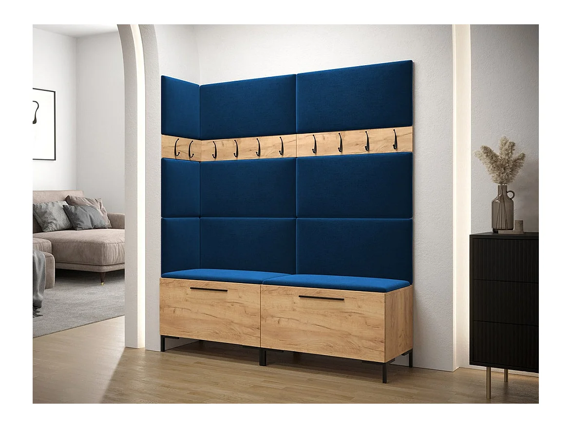 Meuble d'entrée Tivsoa 104, 196x168x46cm, Craft chêne, Tapisserie|Stratifié