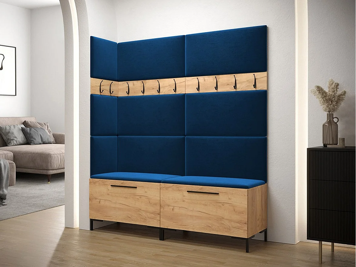 Conjunto pasillo Hartford F104, 196x168x46cm, Craft roble, Tapiz|Aglomerado laminado