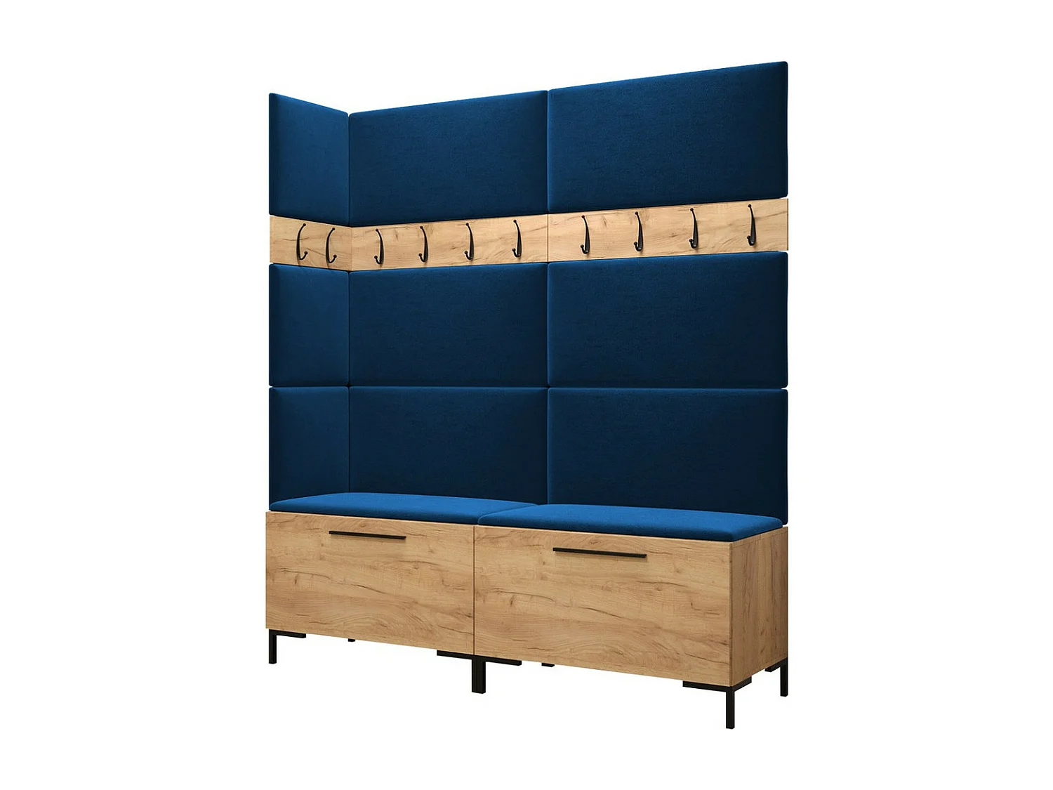 Conjunto pasillo Hartford F104, 196x168x46cm, Craft roble, Tapiz|Aglomerado laminado