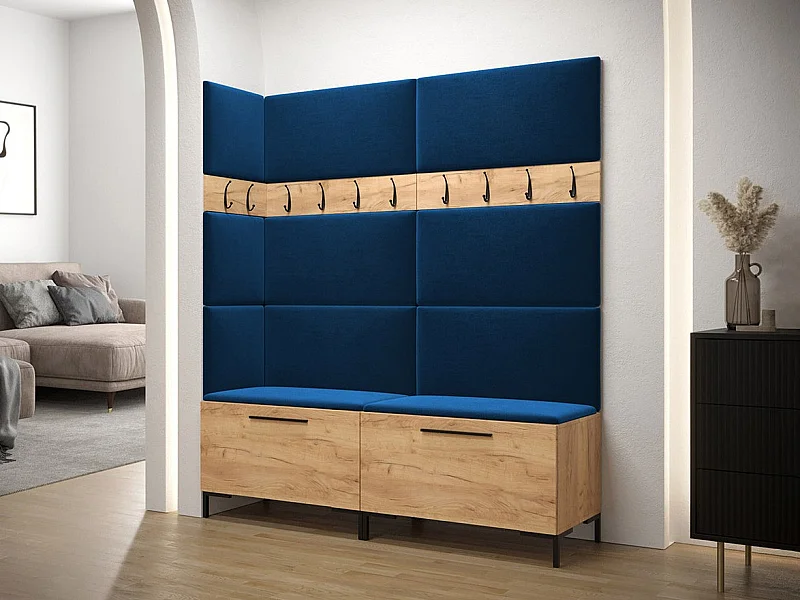 Conjunto pasillo Hartford F104, 196x168x46cm, Craft roble, Tapiz|Aglomerado laminado