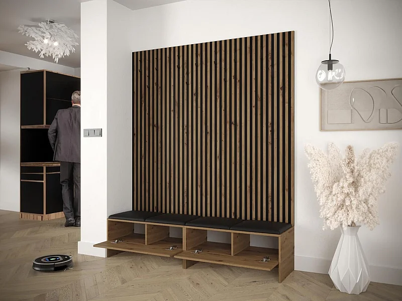 Meuble d'entrée Hartford 484, 206x230x44cm, Tapisserie|Stratifié, À poser