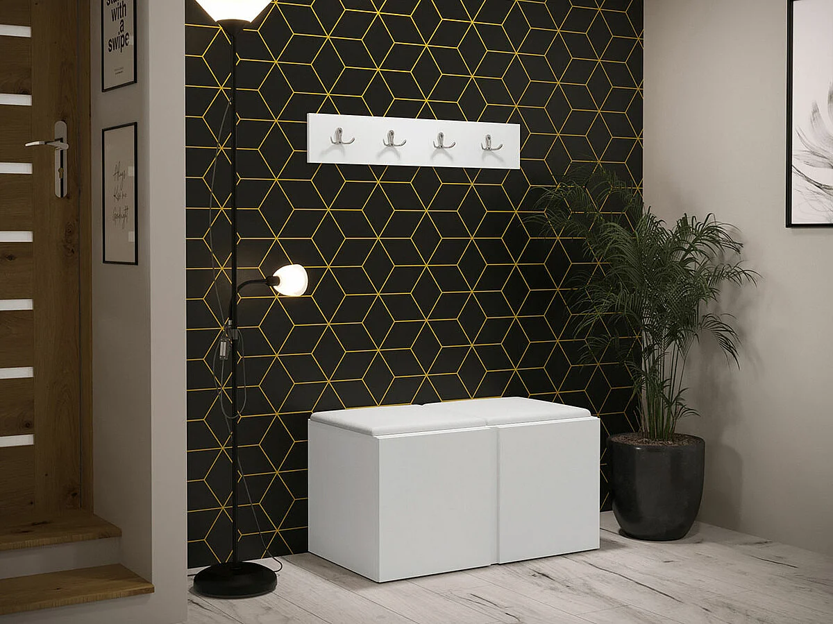 Conjunto pasillo Hartford 275, 84x46cm, Blanco, Cuero ecológico|Aglomerado laminado