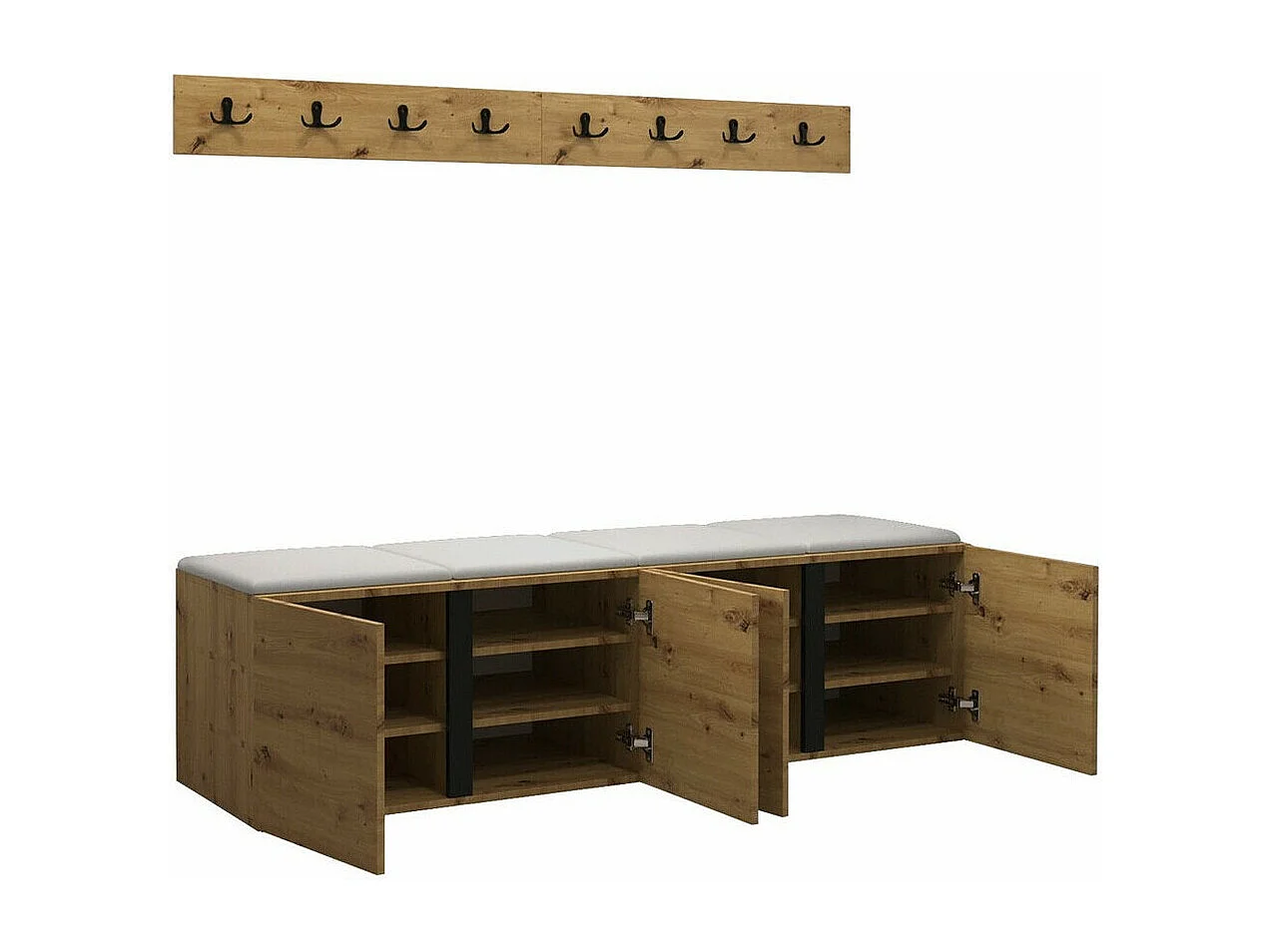 Conjunto pasillo Hartford 276, 168x46cm, Grafito, Cuero ecológico|Aglomerado laminado