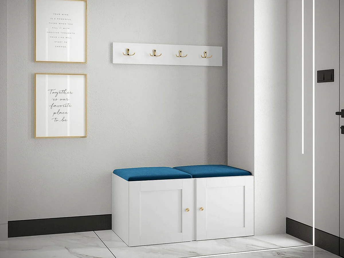 Conjunto pasillo Hartford 376, 84x44cm, Azul|Blanco, Tapiz|MDF|Aglomerado laminado
