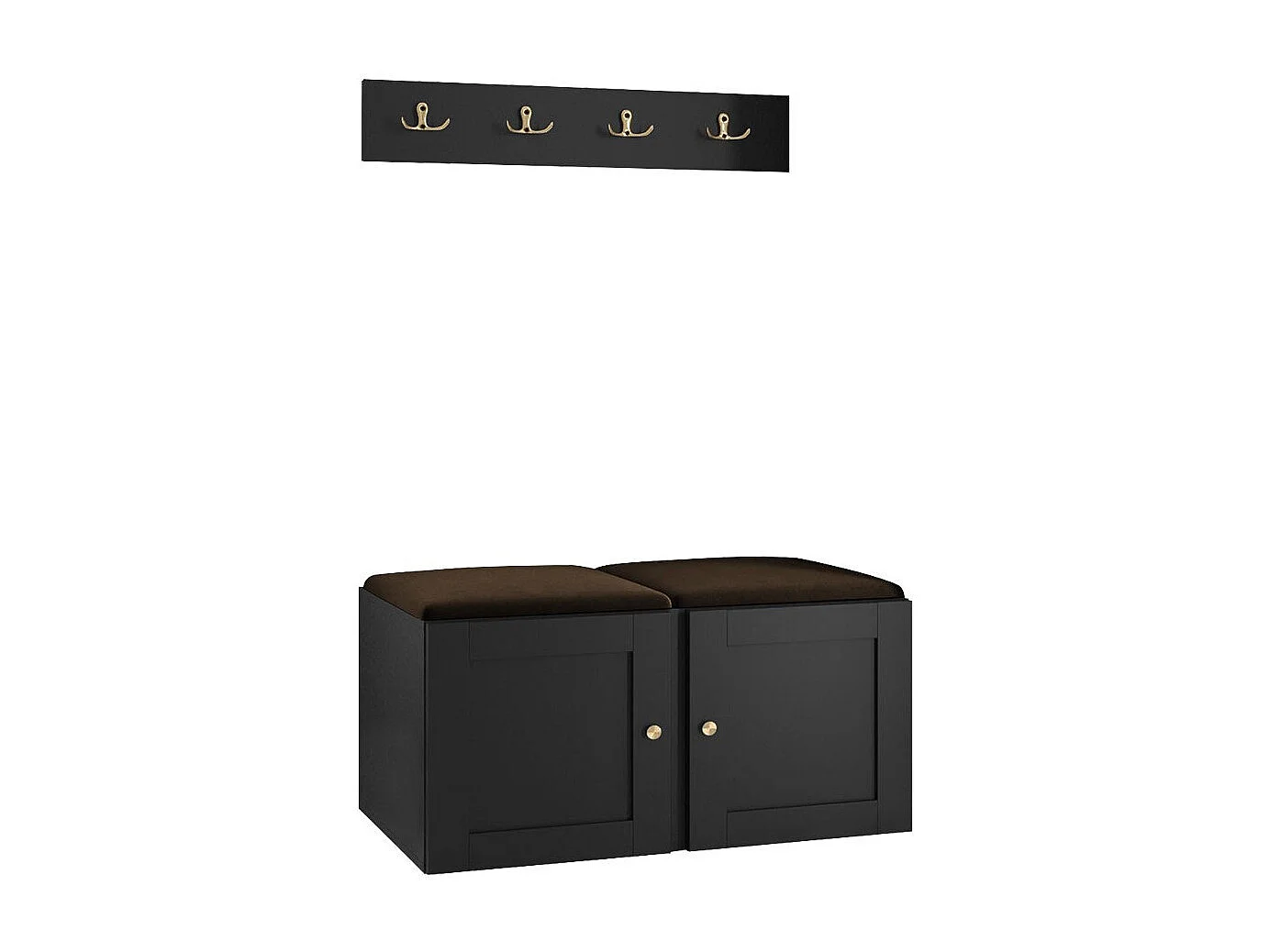 Meuble d'entrée Hartford 376, Noir|Marron, Tapisserie|MDF|Stratifié, À poser|À suspendre