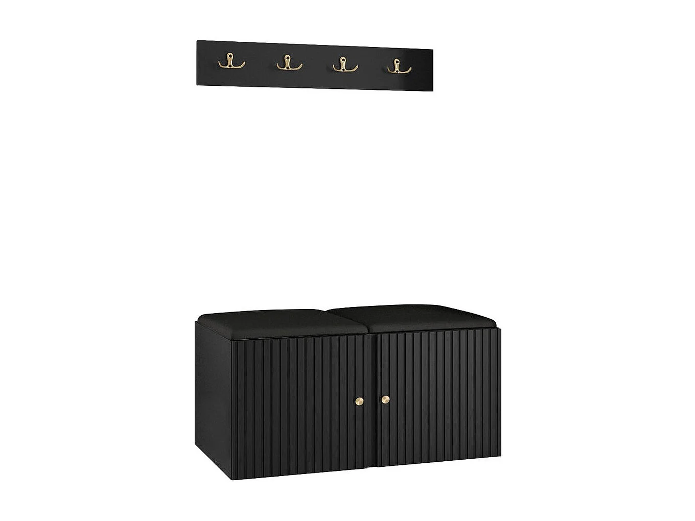 Conjunto pasillo Hartford 384, 84x44cm, Negro, Cuero ecológico|MDF|Aglomerado laminado