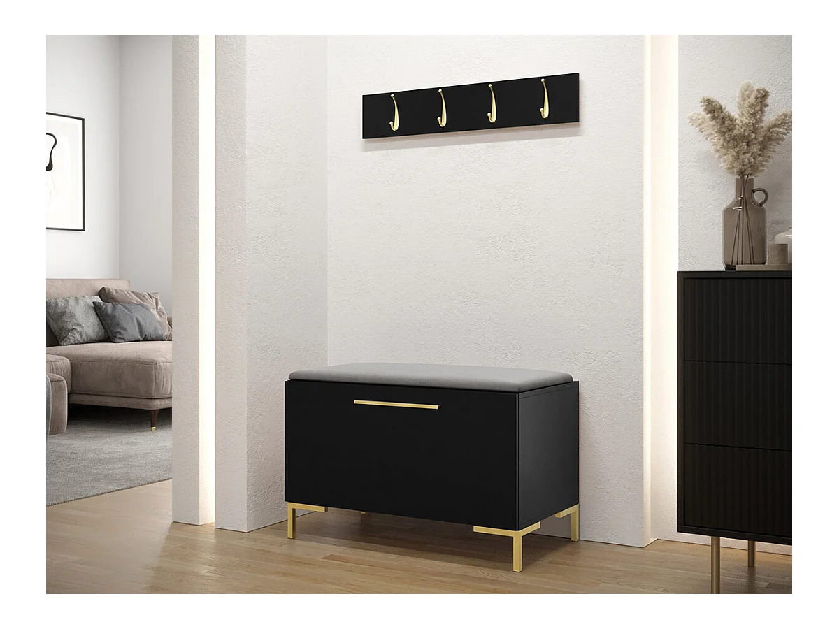 Set mobili da ingresso Hartford F108, 84x44cm, Nero, Truciolare laminato|Arazzo
