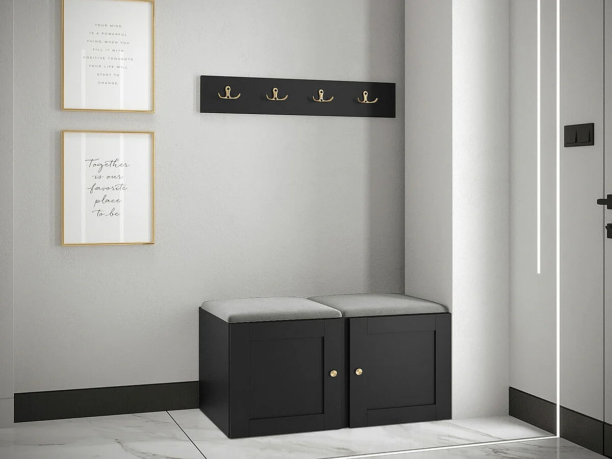 Conjunto pasillo Hartford 376, 84x44cm, Gris|Negro, Tapiz|MDF|Aglomerado laminado