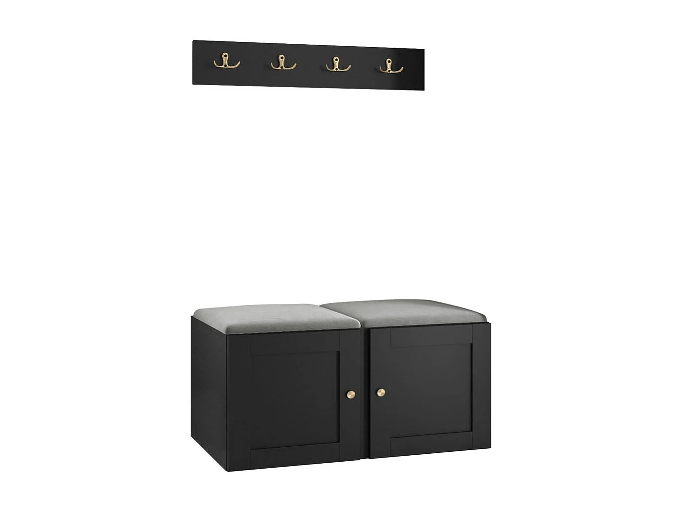 Conjunto pasillo Hartford 376, 84x44cm, Gris|Negro, Tapiz|MDF|Aglomerado laminado