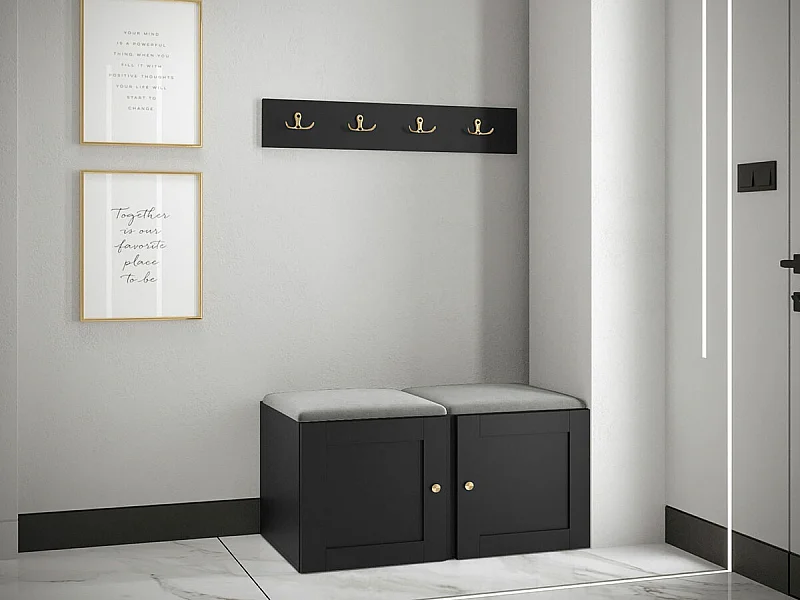 Meuble d'entrée Hartford 376, Gris|Noir, MDF|Stratifié|Tissu, À poser|Murale