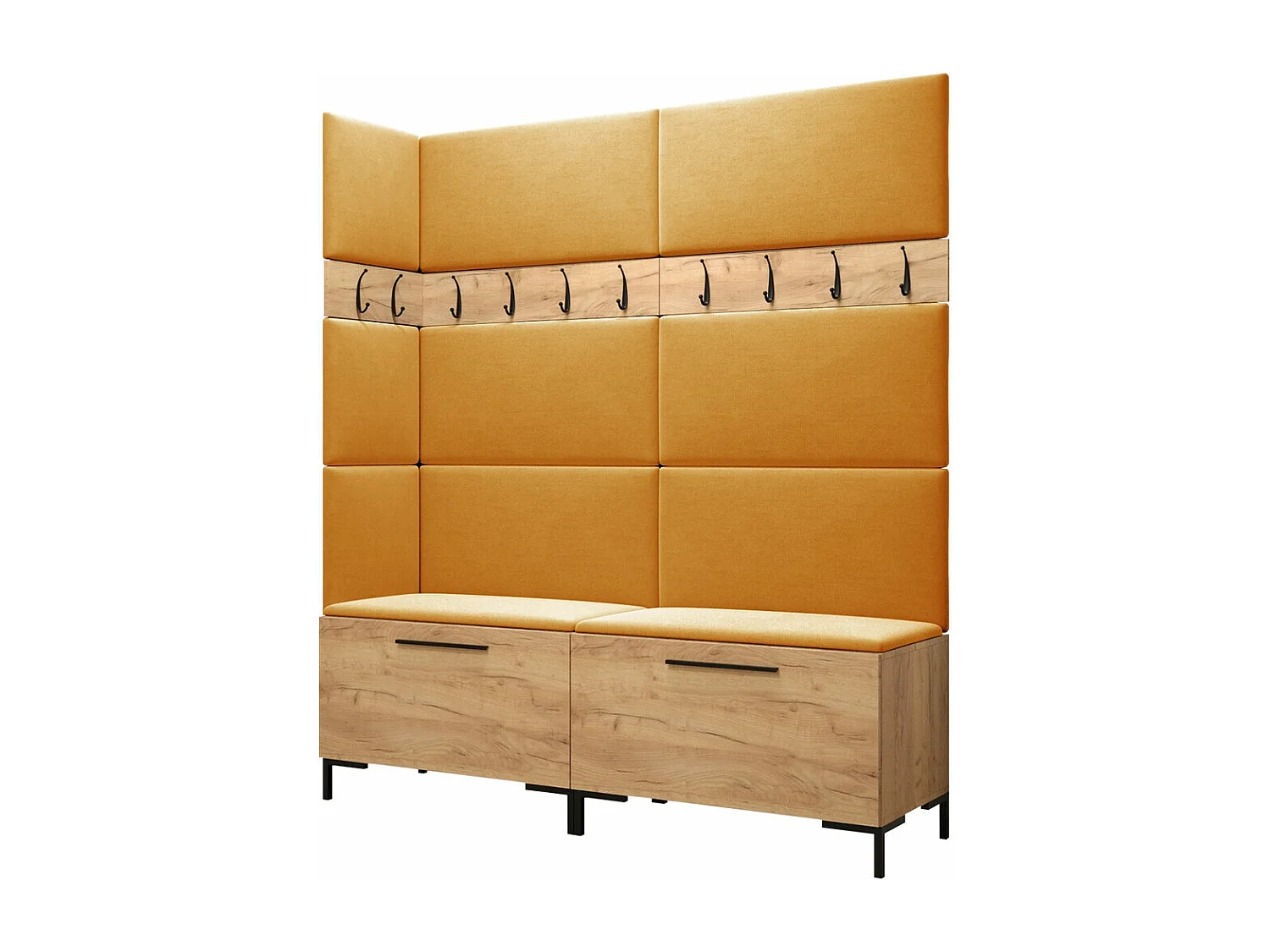 Conjunto pasillo Hartford F104, 196x168x46cm, Craft roble, Tapiz|Aglomerado laminado