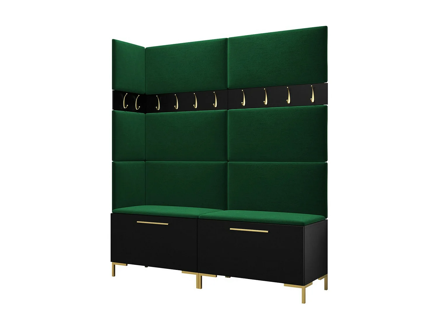 Set mobili da ingresso Hartford F104, 196x168x46cm, Nero, Arazzo|Truciolare laminato