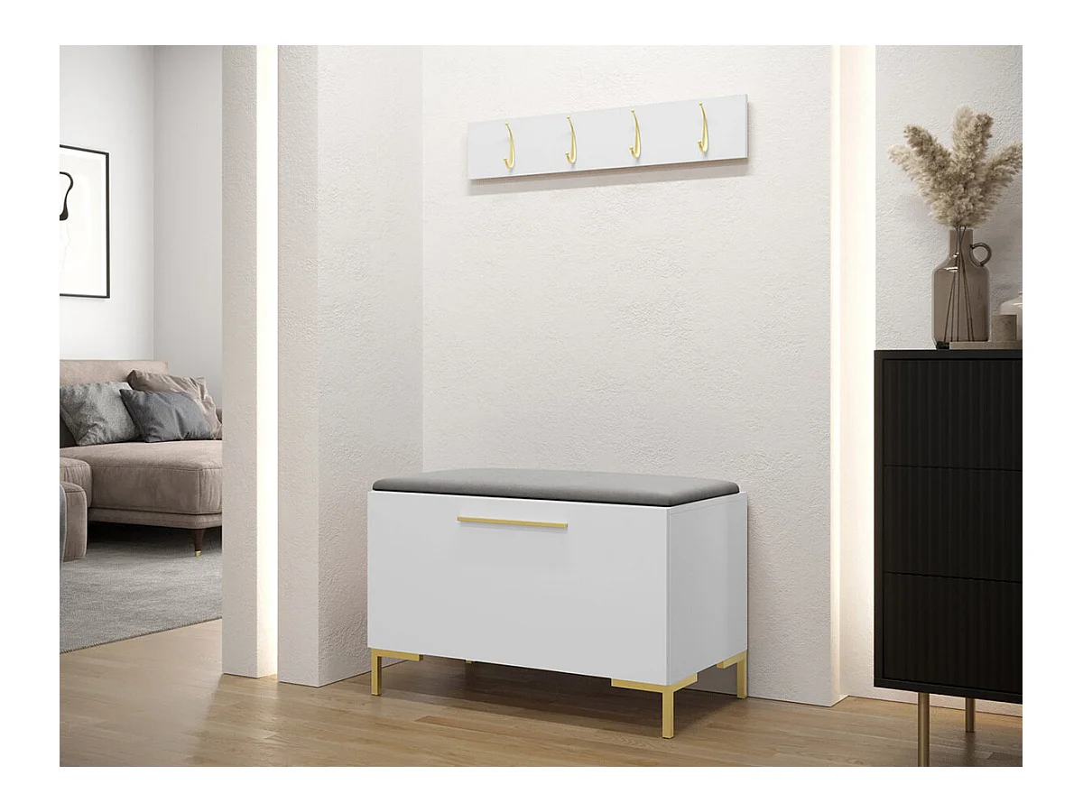 Set mobili da ingresso Hartford F108, 84x44cm, Bianco, Truciolare laminato|Arazzo