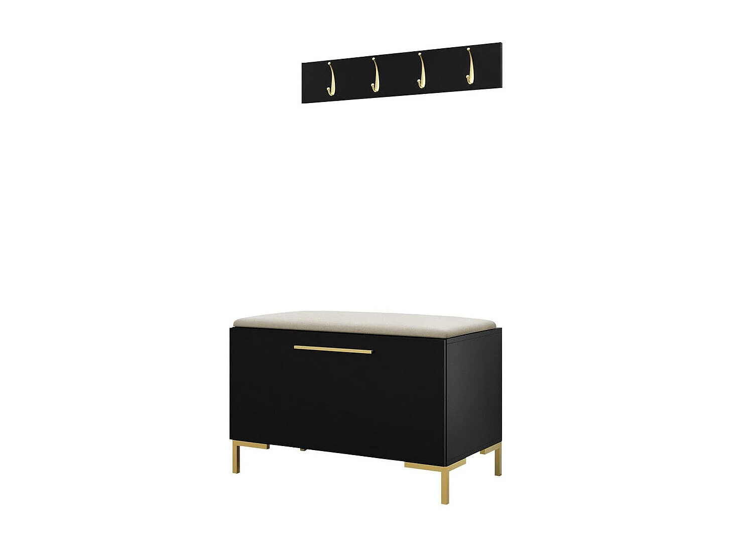 Meuble d'entrée Tivsoa 108, Noir, Tissu|Stratifié, Murale|À poser