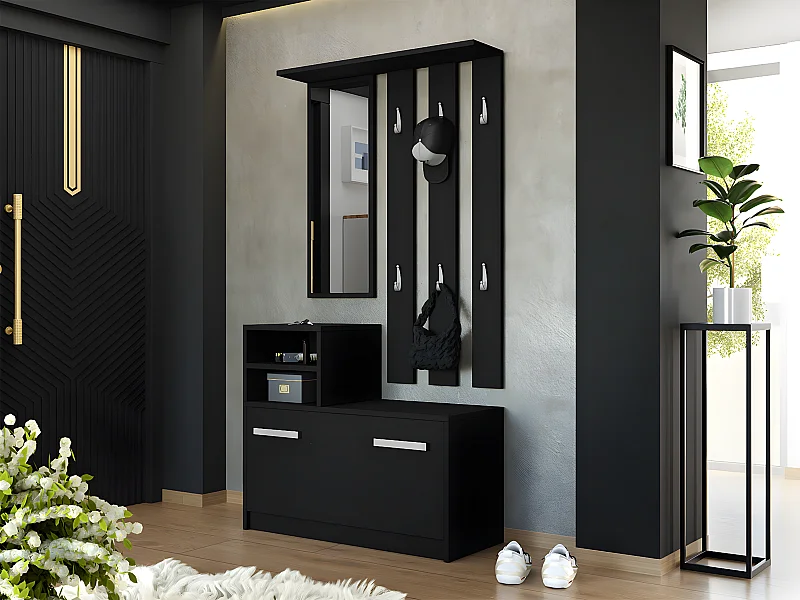 Meuble d'entrée Mandeville 100, Disponible, Noir, Stratifié, À poser|Murale