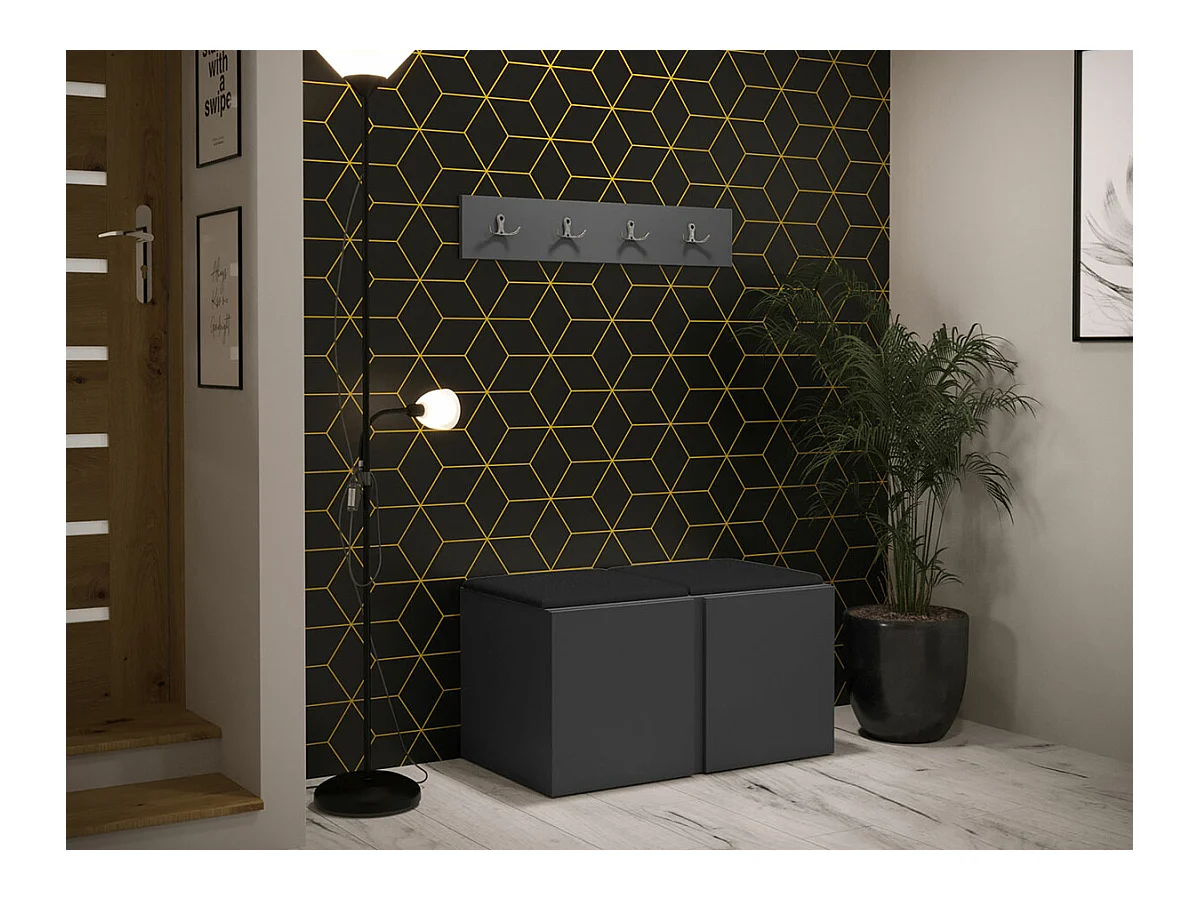 Meuble d'entrée Hartford 275, Graphite, Faux cuir|Stratifié, À poser|À suspendre