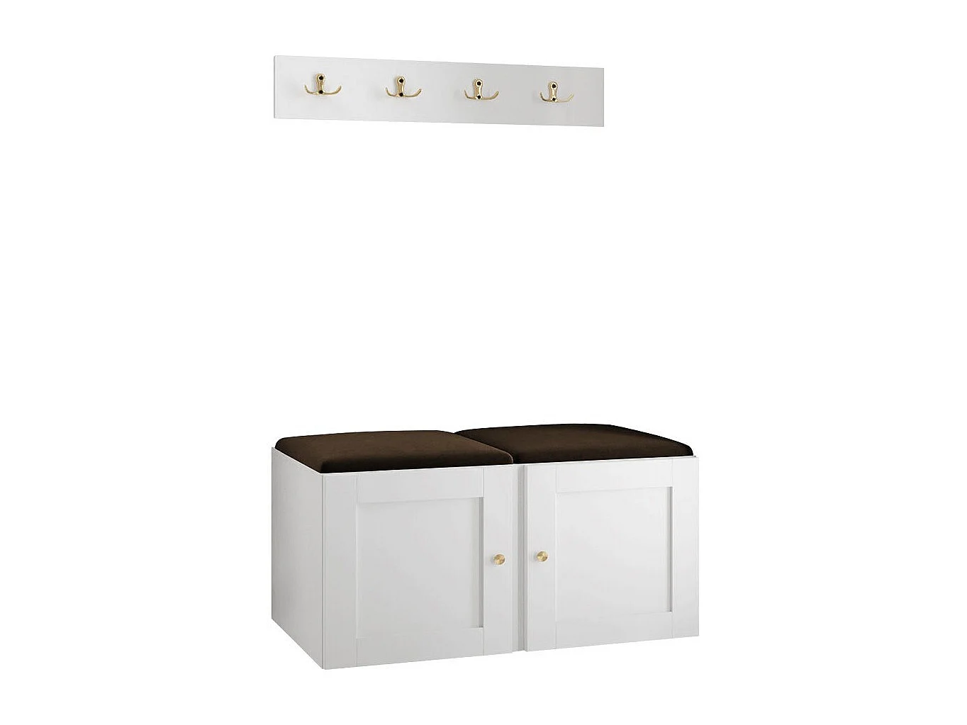 Meuble d'entrée Hartford 376, Blanc|Marron, Tapisserie|MDF|Stratifié, À poser|À suspendre